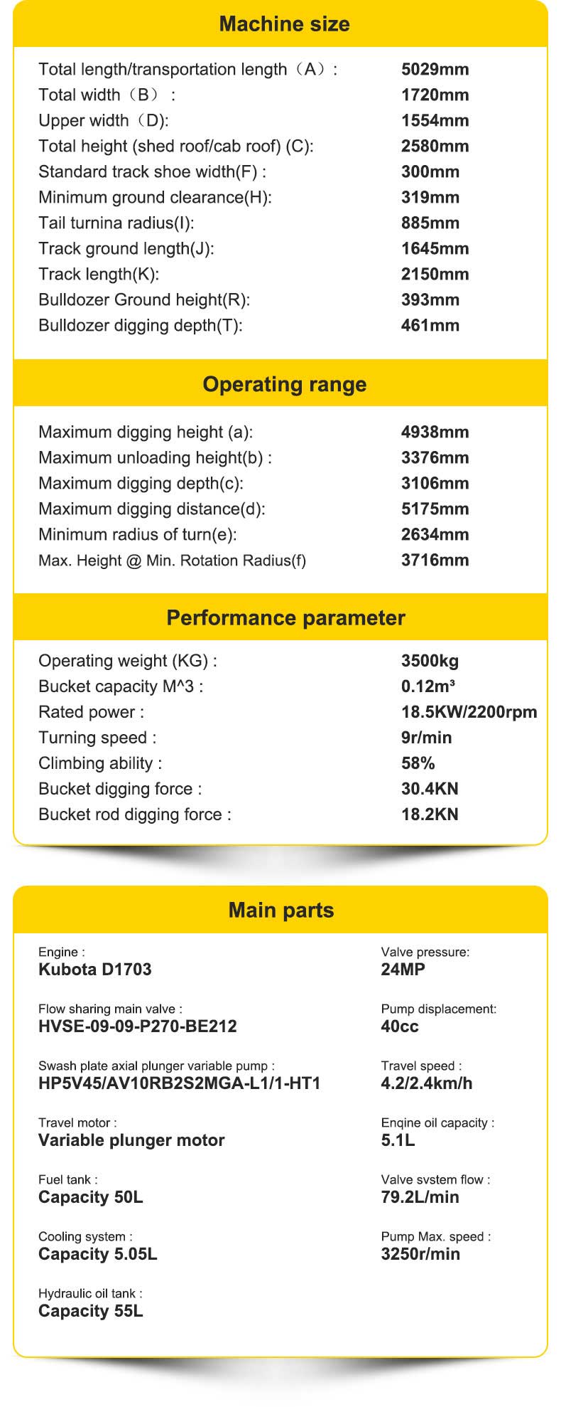 3500kg 미니 굴삭기